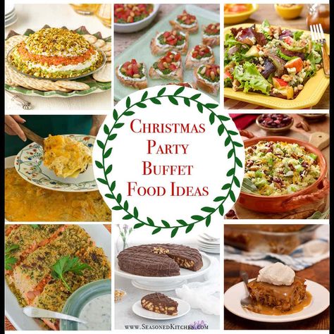 Holiday Buffet Menu Ideas, Christmas Banquet Food Ideas, Christmas Food Bars For Parties, New Years Buffet Food, Buffet Dinner Party Menu Ideas, Christmas Cold Buffet Ideas, Christmas Dinner Party Food Ideas, Christmas Party Casseroles, Christmas Work Party Food