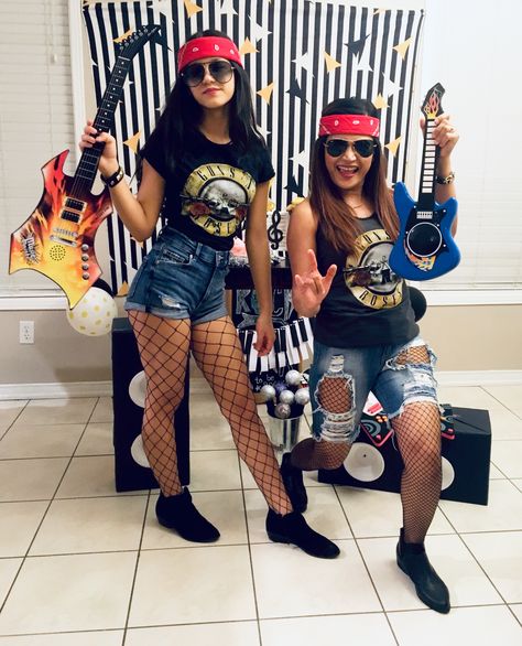 Rock Themed Birthday Party Outfit, Rock Themed Outfits, Rock Star Bachelorette Party, School Of Rock Costumes, Rock Star Party Outfit, Rock Theme Outfit, Rock Star Halloween Costumes, Rock Dance Costume, Rockstar Theme Outfit