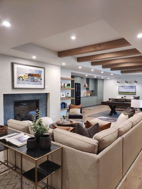 Basement Living Room Ideas, Room Ideas Basement, Basement Living Room, Contemporary Basement, Basement Decoration, Dream Basement, Basement Layout, Basement Remodel Diy, Basement Living