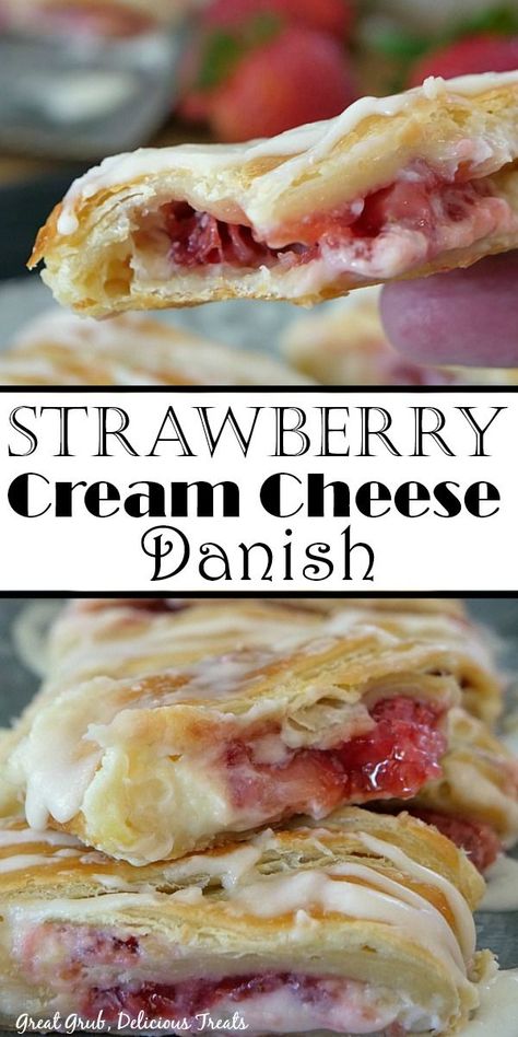 Strawberry Cream Cheese Danish is an incredibly delicious strawberry danish recipe with a sweet cream cheese mixture and fresh strawberries. Strawberry Danish Recipe, Strawberry Cream Cheese Danish, Homemade Danish Recipe, Strawberry Danish, Breakfast Cheese Danish, Cream Cheese Danish Recipe, Cheese Danish Recipe, Pastries Recipes Dessert, Danish Recipe