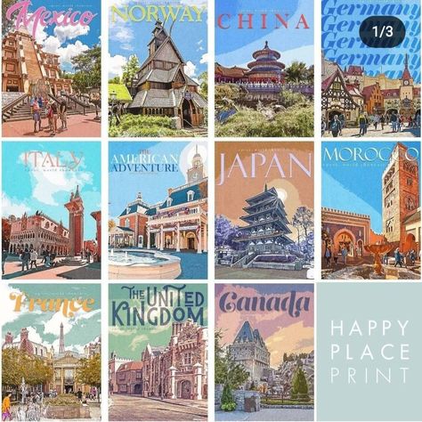 "Have you seen our Epcot World Showcase collection? We have Retro and Watercolour prints from every country, all made using our own photographs 📸 Which one is your favourite?" Orlando Florida Disney, Epcot World Showcase, Florida Disney, Disney Poster, Epcot Theme Park, Disney World Orlando, Walt Disney World Orlando, Disney Board, Disney Print