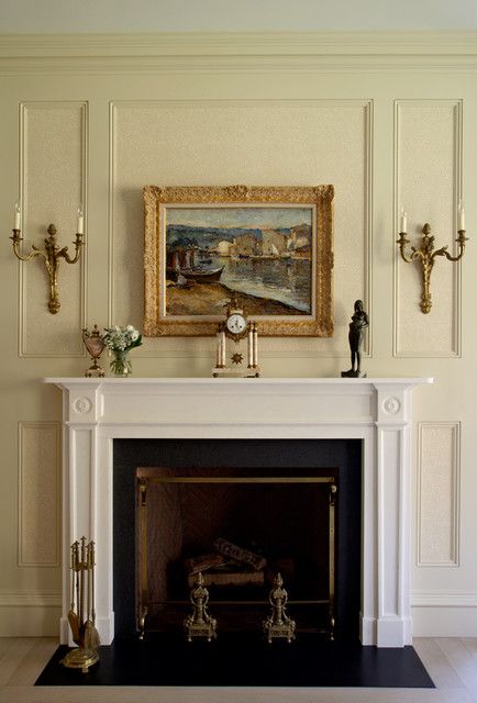 Greenwich Brick Georgian - Traditional - Living Room - New York - by Significant Homes LLC | Houzz Georgian Living Room, Georgian Fireplace, Painted Fireplace Mantels, Georgian Fireplaces, Living Room New York, Fake Fireplace, Georgian Interiors, Victorian Living Room, Georgian Townhouse