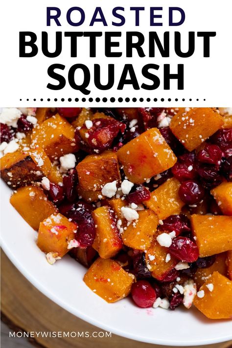 Impress your family with the flavors of the season using our Oven Roasted Butternut Squash with Cranberries and Feta! This easy and festive side dish is a perfect addition to your busy kitchen, bringing a touch of elegance to any meal. Butternut Squash Side Dish, Butternut Squash Vegan, Oven Roasted Butternut Squash, Butternut Squash Recipes Roasted, Keto Vegetables, Baked Butternut Squash, Simply Quinoa, Fall Foods, Butternut Squash Recipes