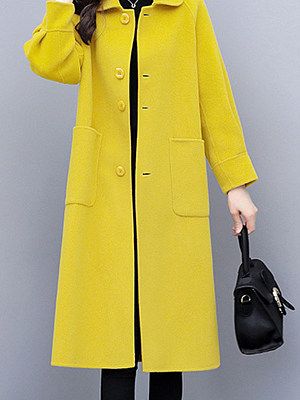 Plain Coats, Woolen Coat Woman, Coat Collar, Easy Costume, Faux Fur Hooded Coat, Buy Coats, Coat Women Fashion, Hooded Faux, Plaid Coat