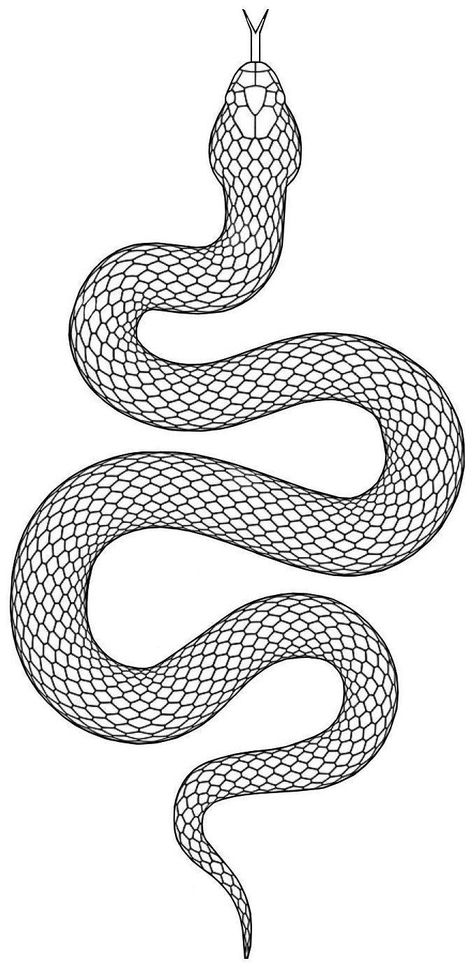 Mirrored Snake Tattoo, Snake Tattoo Stencil, Snake Outline, Small Snake Tattoo, Cobra Tattoo, Tattoo Snake, Pola Tato, Snake Drawing, Snake Tattoo Design