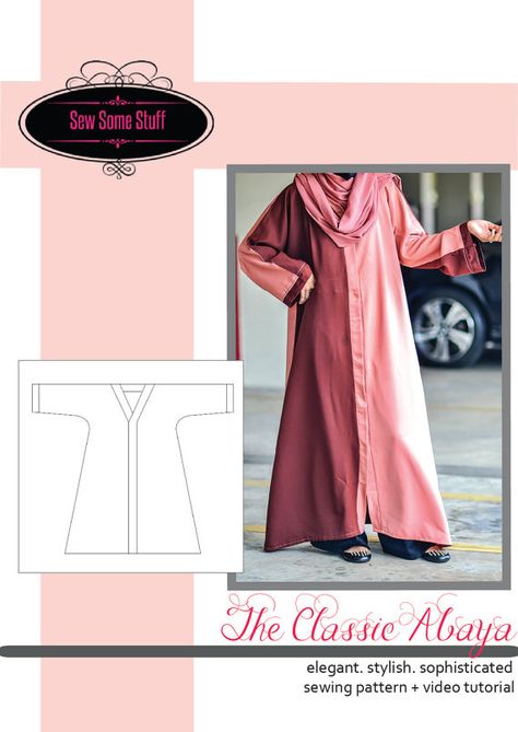 Abaya Sewing Pattern, Abaya Pattern Sewing, Pola Abaya, Everyday Abaya, Habits Musulmans, Wedding Dress Sewing Patterns, Abaya Pattern, Vintage Clothes Patterns, Sewing Patterns Free Women