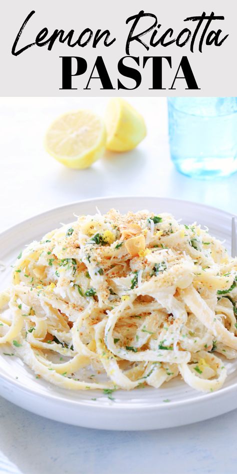 Lemon Pasta With Ricotta, Lemon Breadcrumb Pasta, Spaghetti With Lemon Sauce, Pasta W Ricotta Cheese, Lemon Ricotta Spaghetti, Lemon And Herb Ricotta Sauce, Quick Lemon Ricotta Spaghetti, Lemon Ricotta Chicken, Lemon Ricotta Pasta Sauce