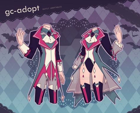 Open Outfits, Outfit Adoptables, Jester Outfit, Circus Outfits, Clothing Sketches, Twin Outfits, Clothing Design Sketches, Anime Inspired Outfits, Drawing Anime Clothes