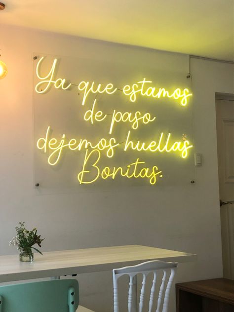 #cuotes #cute Girly Coffee Shop, Cafeteria Decor, Neon Signs Quotes, Neon Quotes, Store Design Boutique, Birthday Gifts For Boyfriend Diy, Small Quotes, Beauty Room Decor, Boyfriend Diy