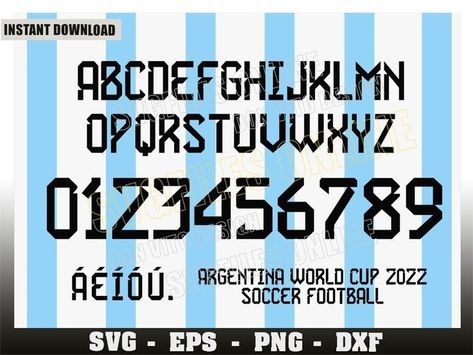 Football Numbers Font, Jersey Numbers Font, Monogram Letters Font, Font Jersey, Argentina Jersey, Football Fonts, Jersey Font, Free Monogram Fonts, Football Logo Design