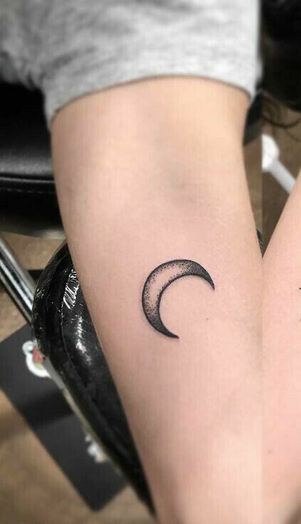 Cresent Tattoo Small, Half Moon Tattoo Men, Moon Protection Tattoo, Manly Moon Tattoo, Unique Moon Tattoo Ideas Small, Cresent Tattoo Designs, Crescent Moon Arm Tattoo, Shaded Crescent Moon Tattoo, Small Moon Tattoo Men