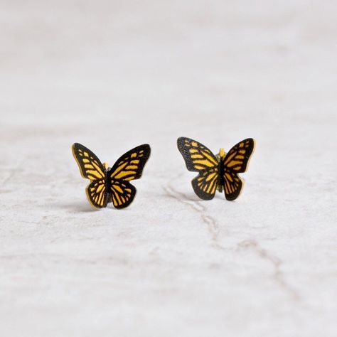 Remember when you first learned that a caterpillar becomes a butterfly?  These sweet Monarch butterfly earrings will similarly transform your wardrobe!  Pretty and petite we wear these with every ensemble! . www.CocoAndDuckie.com . . . . #abmlittlethings #calledtobecreative #butterfly #earrings #jewelry #shopsmall #supportlocal #myshopstyle  #societygal  #daintydiscoveries #whatiwore #beautifulapparel #myunicornlife #flashesofdelight #darlingmovement #pursuepretty #pursuewhatislovely  #letinthel Tiny Butterfly, Gold Rate, Tiny Earrings, Ruby Earrings, Monarch Butterfly, Gold Price, Butterfly Earrings, Purple Wedding, Schmuck Design