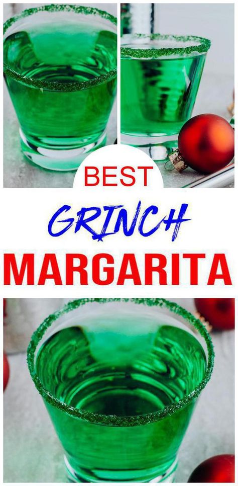 Don't be a Grinch & make this Grinch margarita. Check out this alcohol drink w/ tequila.Best alcoholic drink w/ this Grinch margarita.Tasty & delish Christmas drink to please any crowd.Make this tequila liquor drink for Christmas.Yummy cranberry juice margarita for parties or happy hour.This is the perfect Holiday drink to put on your Christmas table. Need mocktail? Leave out the triple sec & tequila for the best non alcoholic drink for kids. For more #alcohol recipes see KimspiredDIY #margarita Christmas Drinks Alcohol Tequila, Easy Christmas Margarita, Christmas Grinch Food Ideas, Grinch Themed Alcoholic Drinks, Christmas Alcoholic Shots, Grinch Holiday Drink, White Christmas Margarita Recipe, Green Tequila Drinks, Grinch Alcoholic Punch