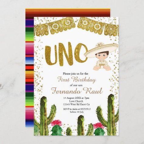 Uno Birthday Gold Charro Boy Invitation dyi wedding invitations, mauve wedding invitations, blessingway invitation #invitations #invitationbirthday #invitationbox, dried orange slices, yule decorations, scandinavian christmas Charro Theme, Mauve Wedding Invitations, Uno Birthday, Invitation Etiquette, Baby Boy 1st Birthday Party, Birthday Gold, Mexican Party Theme, Baby Boy 1st Birthday, Happy Party