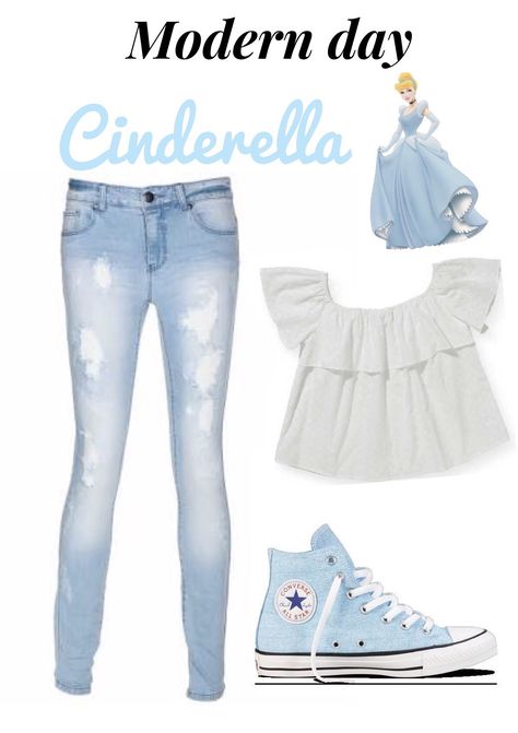 Cinderella Aesthetic Modern Outfit, Modern Day Cinderella Outfit, Cinderella Modern Outfit, Modern Day Disney Princesses Outfits, Modern Cinderella Outfit, Casual Disney Princess Outfits, Modern Day Princess Outfits, Cinderella Inspired Outfit, Modern Princess Outfits