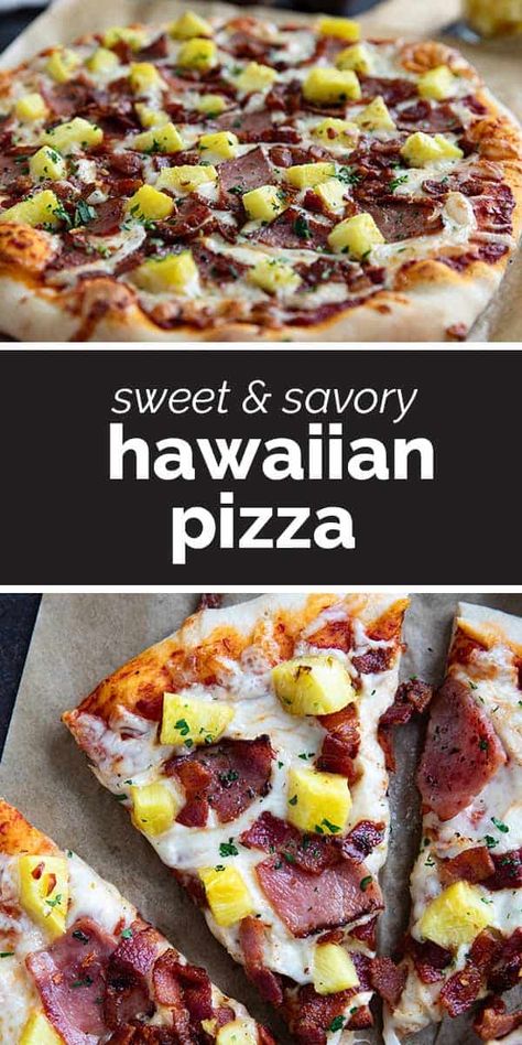 Bbq Hawaiian Pizza, Bacon Pineapple, Asian Steak Bites, Creamy Pasta Bake, Ham Pizza, Simple Family Meals, Healthy Baked Chicken, Food Italian, Pizza Sauce Homemade