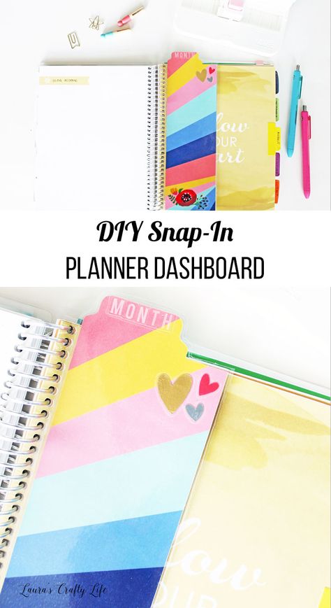 diy snap in planner dashboard How To Make Planner, Diy Planner Notebook, Planner Tabs, To Do Planner, Planner Bookmark, Crafts For Teens To Make, Planner Dividers, Planner Tips, Craft Planner