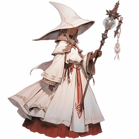 Wizard Robes Concept Art, Mystical Character Design, White Mage Art, Fantasy Wizard Outfit, Fantasy Mage Outfit, Mage Outfit Female, Final Fantasy White Mage, Mage Clothes, Mage Pose