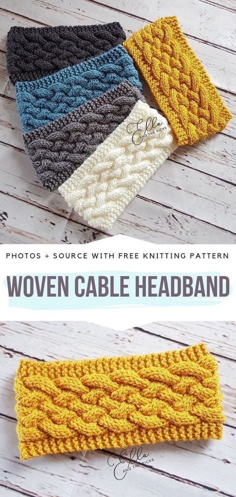 Woven Cable Headband Free Knitting Pattern These cable headbands are wide and cozy therefore will make a great accessory for colder weather. It`s definitely a unisex pattern so why not make one for every family member in their favorite colors. #knittedheadband Knitted Headband Free Pattern, Knitted Headbands, Cable Headband, Cable Knit Headband, Knit Headband Pattern, Easy Knitting Projects, Knitted Headband, Vogue Knitting, Headband Pattern