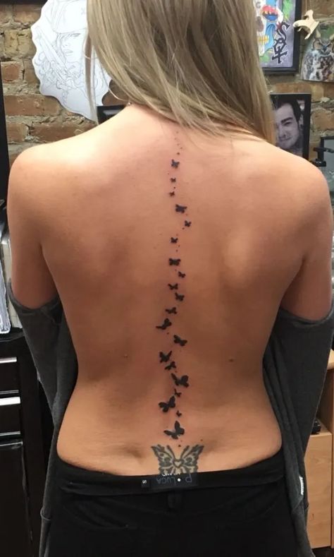 Butterfly Spine Tattoo Spinal Tattoo Ideas Female, Lower Spine Tattoos For Women, Females Tattoos, Butterfly Leg Tattoos, Butterfly Ankle Tattoos, Butterfly Thigh Tattoo, Design Tatuaje, Spine Tats, Butterfly Tattoos On Arm