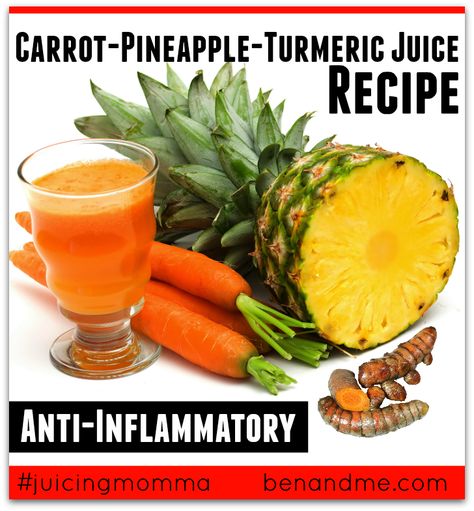 Carrot-Pineapple-Turmeric Juice -- Carrots are one of my favorite veggies to juice, especially when I’m looking for a little sweetness. Carrots go perfectly with pineapple and turmeric, two incredible foods to reduce inflammation. This is really yummy, y’all. #jucing #juicingmomma Foods To Reduce Inflammation, Carrot Juice Recipe, Gerson Therapy, Inflammation Recipes, Healthy Detox Cleanse, Turmeric Juice, Detox Juice Cleanse, Veggie Juice, Lemon Diet