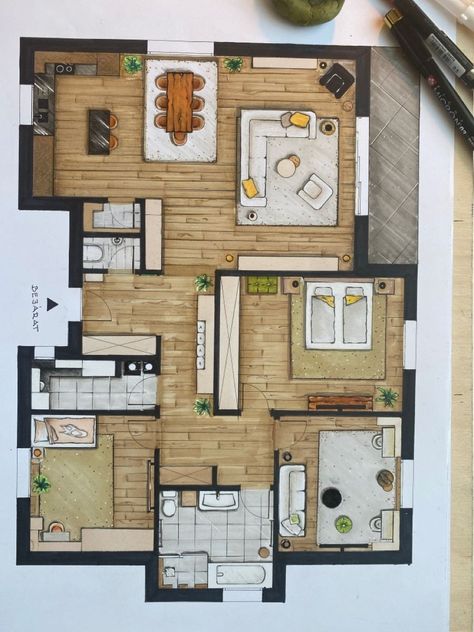 Interior Design Sketchbook, Detail Arsitektur, Architecture Drawing Plan, Interior Design Renderings, Interior Architecture Drawing, Interior Design Drawings, Interior Design Sketches, Architecture Design Sketch, Architecture Design Drawing