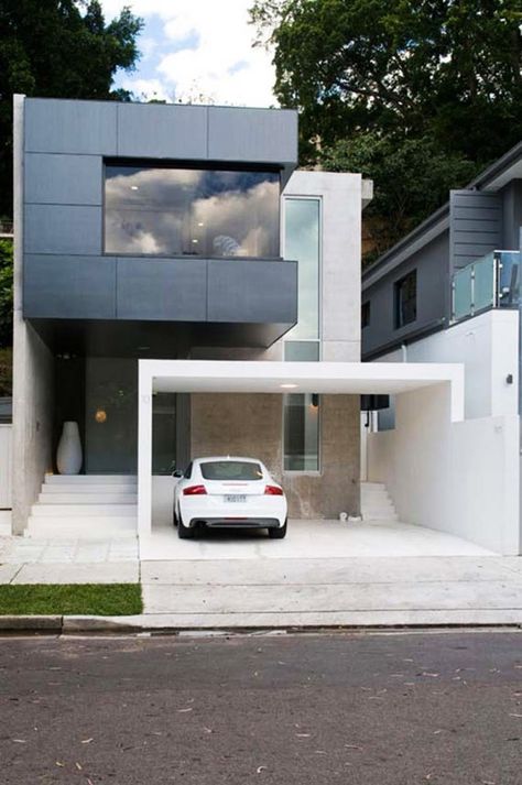 Cool Garage Ideas for Car Parking in Modern House Architecture Eksterior Modern, Modern Minimalist House, Modern Architecture Design, Modern Architecture Building, Modern Garage, Minimalist House Design, Design Exterior, Parking Design, Garage Design