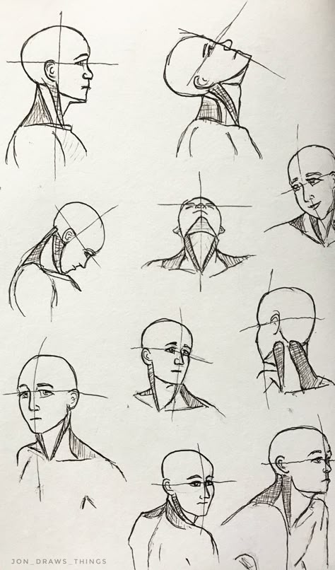 Head and Neck Drawing Reference |  by Jonathan McDaniel, follow on Instagram @jon_draws_things Jonathan Mcdaniel, Neck Drawing, Head Anatomy, 얼굴 드로잉, Drawing Heads, 얼굴 그리기, Anatomy Sketches, Drawing Studies, Drawing Faces