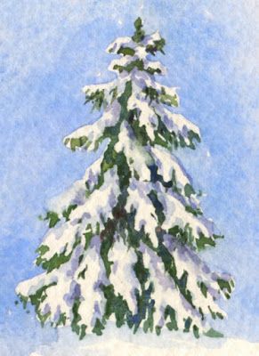 Trees Drawing Tutorial, Step By Step Watercolor, Watercolor Christmas Tree, Painting Snow, Snow Covered Trees, Winter Watercolor, Snowy Landscape, Watercolor Christmas Cards, Winter Painting