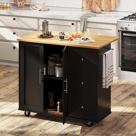 Amazon.com: Shintenchi Rolling Kitchen Island Cart with Folding Drop Leaf Breakfast Bar, Portable Trolley Island with Large Storage Cabinet, Shelf and Drawer, Gray : Home & Kitchen Portable Island, Bar Portable, Kitchen Carts On Wheels, Rolling Kitchen Cart, Grey Kitchen Island, Kitchen Island On Wheels, Large Storage Cabinets, Island Cart, Rolling Kitchen Island