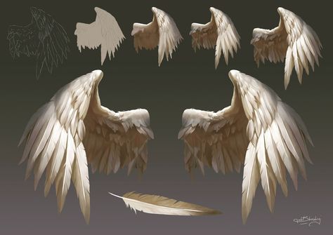 ArtStation - Wings material study, Kudo Artist (Sahil Bhardwaj) Angel Wings Drawing, Wings Drawing, Digital Painting Techniques, Wings Art, Lukisan Cat Air, Arte Sketchbook, Digital Painting Tutorials, 판타지 아트, Art Tutorial