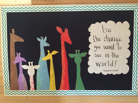 Cute bulletin board using giraffes and motivational quote! Giraffe Bulletin Board Ideas, Giraffes Cant Dance, Cute Bulletin Boards, Class Decor, Bulletin Board Ideas, A Giraffe, Class Decoration, Class Ideas, Message Board