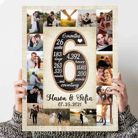 6 Month Anniversary Gift Ideas For Boyfriend, Custom Dating Anniversary Number Photo Collage Gift For Him. NOTE: Please send your photos via our email: support@magicexhalation.com and include your order number so that we can design for you as soon as possible. 6 months ~ 26 weeks ~ 183 days ~ 4.392 hours ~ 263.520 minutes ~ 15.811.200 seconds 6 months is an important milestone to celebrate a happy time that you have been together! Looking for unique 6 month anniversary gifts, why not get somethi 12 Month Anniversary Gift Ideas, Half Anniversary Gift For Him, 6 Months Anniversary Gift Ideas For Him, 6 Months Anniversary Card Ideas, 6 Months Card For Boyfriend, Gifts For Boyfriend 6 Months, 6months Anniversary Ideas, 6 Month Anniversary Cards, Gifts For Boyfriend 6 Month Anniversary