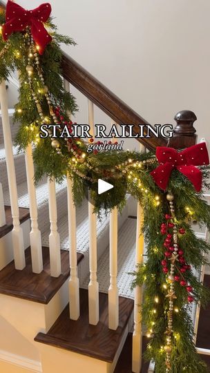 2.5K views · 151 reactions | follow @fidlinaroundhome then type STAIR below and I’ll send you the 🔗 to everything I used! ✨🤩🎄  This is a fool proof and festive way to hang garland for the holidays; quick, easy, and beautiful! 🎄❤️  These twinkling clustered lights are prob my fave ever - thank you @beyond_gray for sharing them, they are life changing in my Christmas decor 😂🤩  Be sure to SAVE and SHARE this for Christmas! 🎄🎄 | Fidlin Around Home Garland On Stairs, Stairs Christmas, Cluster Lights, Fool Proof, Stair Railing, Christmas Decor Ideas, Life Changing, Railing, Twinkle Twinkle