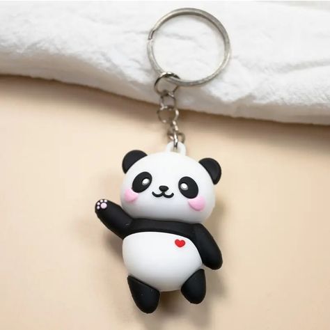 1pc Cute Panda Keychain, Hard Silicone Material Ref Heart On Belly Durable Adorable New Cartoon Bag Car Key Pendant, Small Gift Many More Designs Listed Separately Bundle To Save More On Shipping! 1 Price Shipping Up To 5lbs Keychains Aesthetic, Cute Key Chains, Panda Pendant, Panda Keychain, Panda Necklace, Panda Charm, Back Cover Design, Diy Necklace Making, Cute Ipad Cases