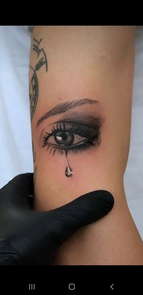 Eye Behind Ear Tattoo, Tattoo Of Eyes For Women, Edgy Tattoo For Women, Eye Flower Tattoo, Tear Tattoo, Under Eye Tattoo, Mermaid Sleeve Tattoos, Eye Tattoos, Eyeball Tattoo