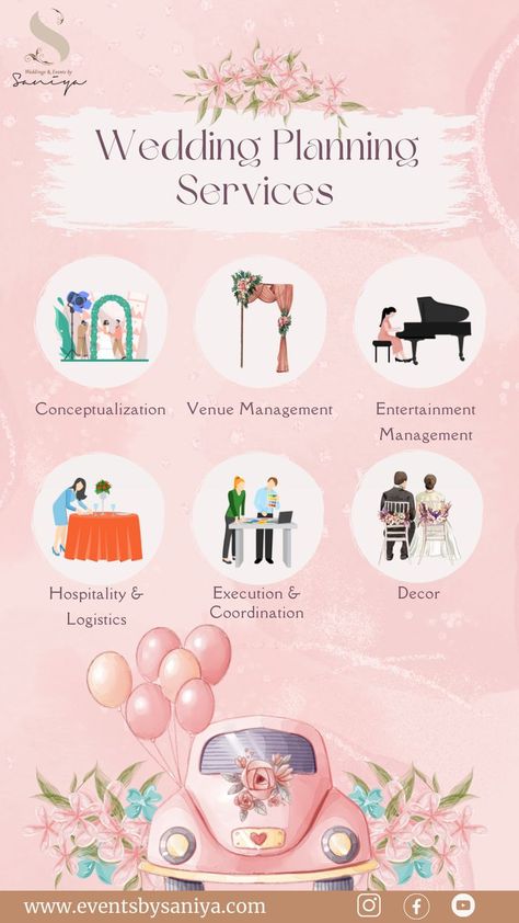 Wedding planning services by Events by Saniya in Dubai Event Planning Poster, Event Planner Branding, Event Planning Board, Wedding Planning Checklist Detailed, Event Planner Business Card, Event Planning Branding, Event Planning Business Cards, Event Planning Career, Event Management Services