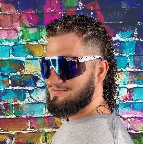 Permed Mullet, Pit Vipers, Mullet Fade, Wow Hair Products, Mullet Haircut, Curly Mullet, Viking Hair, Hair Patterns, Mullet Hairstyle