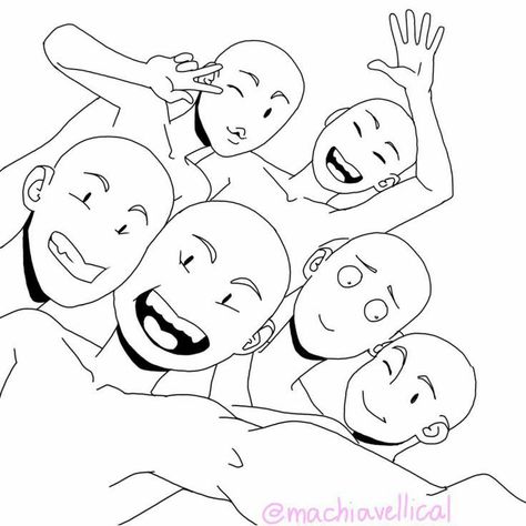 Friend Drawings Poses, Friends Drawing, Couple Drawing, Small Drawings, Drawings Of Friends, Drawing Expressions, Drawing Templates, Funny Drawings, Group Of People