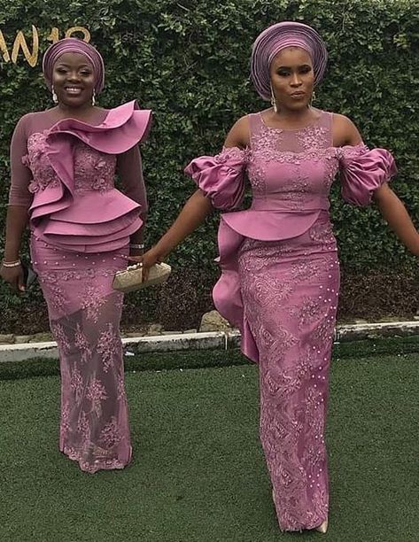 #afrostyle #création Lace Asoebi Styles, Lace Styles For Wedding, Nigerian Lace Dress, Nigerian Lace Styles Dress, Nigerian Lace Styles, African Wedding Attire, African Lace Styles, Lace Gown Styles, African Dresses Modern