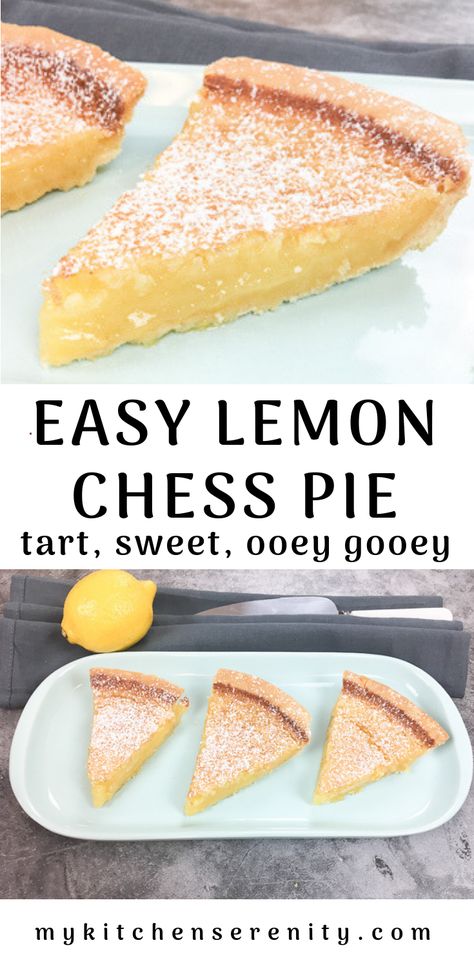 Chocolate Chess Pie Recipe, Baking Deserts, Easy Pies, Lemon Chess Pie, Ready Made Pie Crust, Southern Pies, Chess Pie Recipe, Creamy Pie, Super Easy Desserts