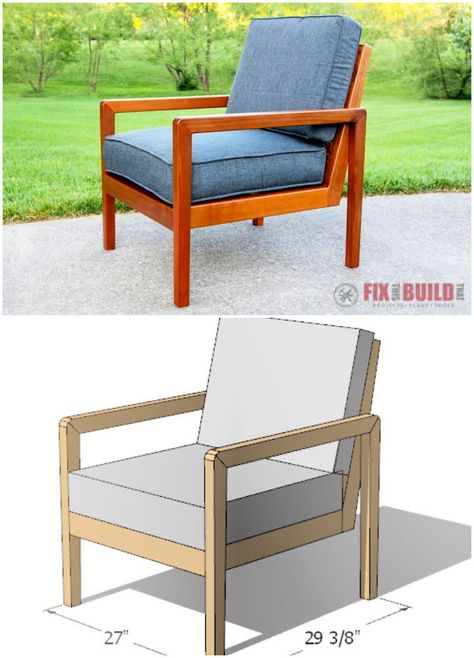 25 Easy DIY Chair Plans To Build A Comfy Chair Diy Occasional Chair, Diy Accent Chair Build, Diy Living Room Chair, Diy Chairs For Living Room, Diy Comfy Chair, How To Build A Chair, Diy Lounge Chair Indoor, How To Make A Chair, Diy Reading Chair