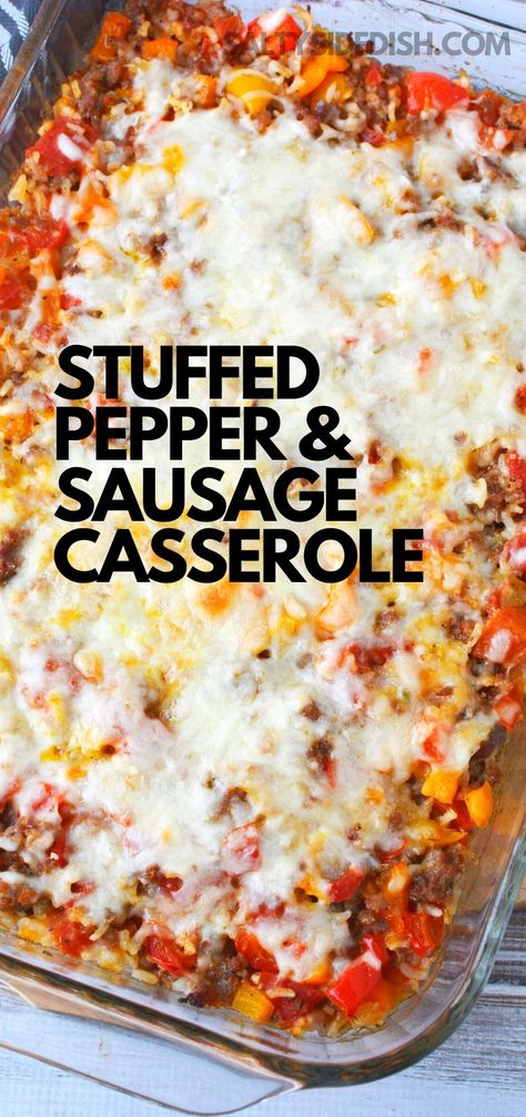 Stuffed Pepper Casserole With Sausage, Sausage Peppers Rice Casserole, Sweet Italian Sausage Casserole, Stuffed Green Pepper Casserole Crockpot, Hot Sausage And Peppers Recipes, Dinner With Sweet Peppers, Red And Green Peppers Recipes, Sausage And Peppers Bake, Stuff Peppers With Sausage