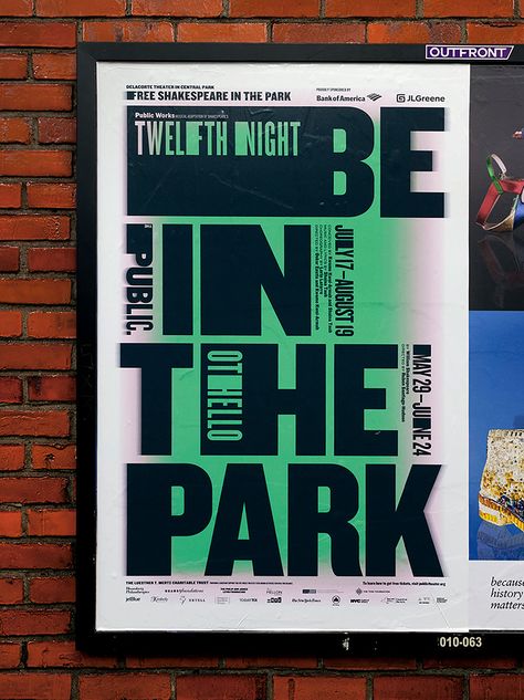 Shakespeare In The Park, Public Theater, Paula Scher, Typographic Art, Cool Typography, Magazine Layout Design, Theatre Poster, Sports Graphic Design, Typographic Poster