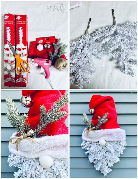 Christmas Tree Gnome Santa Wreath - Crafty Morning Santa Wreath Diy, Christmas Gnome Wreath, Santa Diy, Tree Gnome, Christmas Decorations Centerpiece, Crafty Morning, Gnome Wreath, Christmas Crafts Diy Projects, White Christmas Wreath