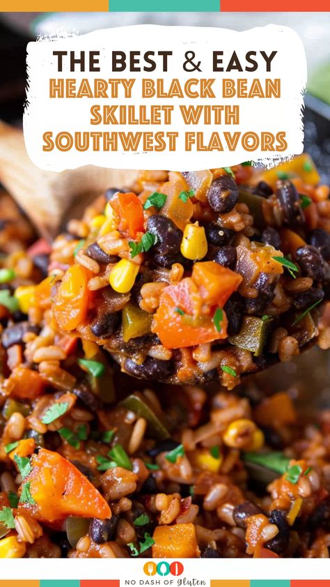 This Hearty Black Bean Skillet with Southwest Flavors is the perfect one-pan meal! Loaded with black beans, sweet potatoes, and melted cheddar, it's a comforting dish that's easy to whip up in just 30 minutes. Top with fresh lime juice and cilantro for a burst of freshness. Try this recipe tonight, and let your family enjoy the bold, satisfying Southwest flavors. Save this pin for later and give it a try next week! Southwest Sweet Potato Black Bean, Black Bean Sweet Potato Casserole, Sweet Potato And Black Bean Casserole, Black Beans Side Dish, Meals With Beans Dinners, Black Beans And Rice Recipe Easy, Black Bean Recipes Mexican, Black Bean Fajitas, Black Bean Potato