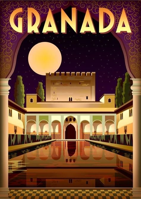 ~ Alver Art Spain Print, Posters Uk, Alhambra Palace, Alhambra Granada, Tourism Poster, Granada Spain, Retro Travel Poster, Travel Wall Art, Vintage Poster Art