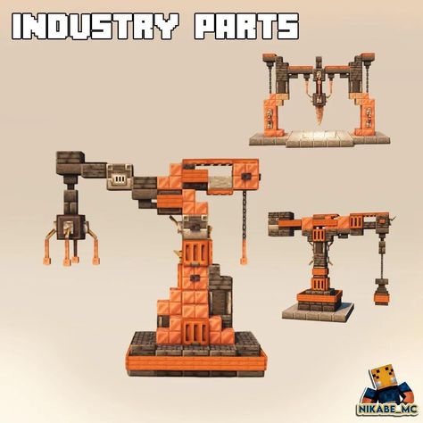 Minecraft Mechanical Builds, Minecraft Industrial Decoration, Minecraft Industry Building, Minecraft Factory Steampunk, Minecraft Industrial Factory, Minecraft Scaffolding Ideas, Minecraft Steampunk House Ideas, Minecraft Building Ideas Industrial, Minecraft Steampunk Decoration