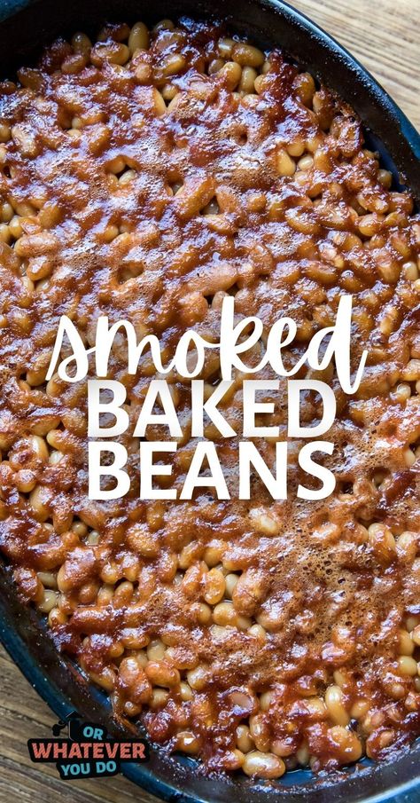 Baked Beans With Brisket, Smoked Baked Beans Recipe, Smoked Sides, Smoked Baked Beans, Baked Beans From Scratch, Beans Baked, Tender Brisket, Traeger Smoker, Smoker Bbq