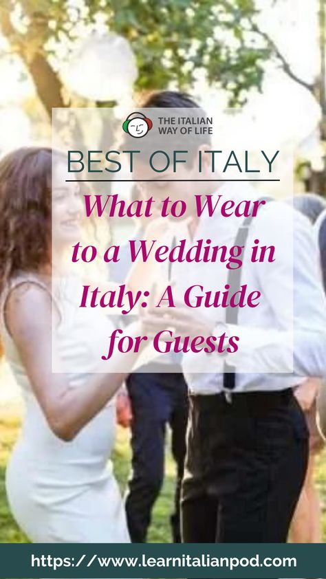 We will cover dress codes, wardrobe suggestions, and frequently asked questions in this guide on what to wear to an Italian wedding. We have you covered whether you're a wedding guest attending a traditional wedding in Rome or a summer wedding on the Amalfi Coast. #WeddinginItaly #WhattoWeartoaWeddinginItaly #AGuideforGuests #WeddingDress #DressesforWeddingGuests #FormalWeddingGuestDresses #SummerWeddingGuestDress #BeachWeddingGuestDresses #DressesforWomenforWedding #WeddingGuestOutfits Italian Wedding Dress, Wedding In Rome, Engagement Party Outfit, Wedding Guess, Sicily Wedding, Destination Wedding Italy, Wedding Guest Outfit Fall, Formal Wedding Guest Dress, Beach Wedding Guests